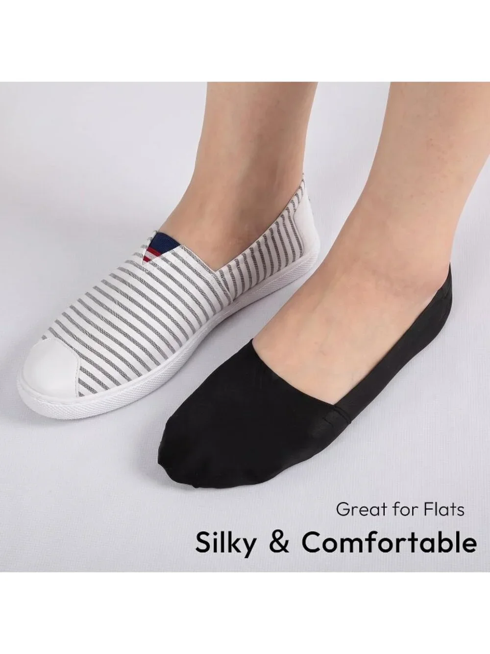 🧦Women's Grey White No Show Socks 6 Pairs Non Slip Low Cut Invisible Liner